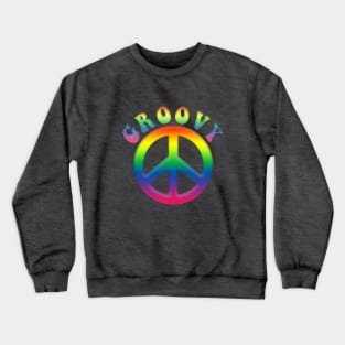 Colorful Retro Tie Dye GROOVY w/Peace Symbol Crewneck Sweatshirt